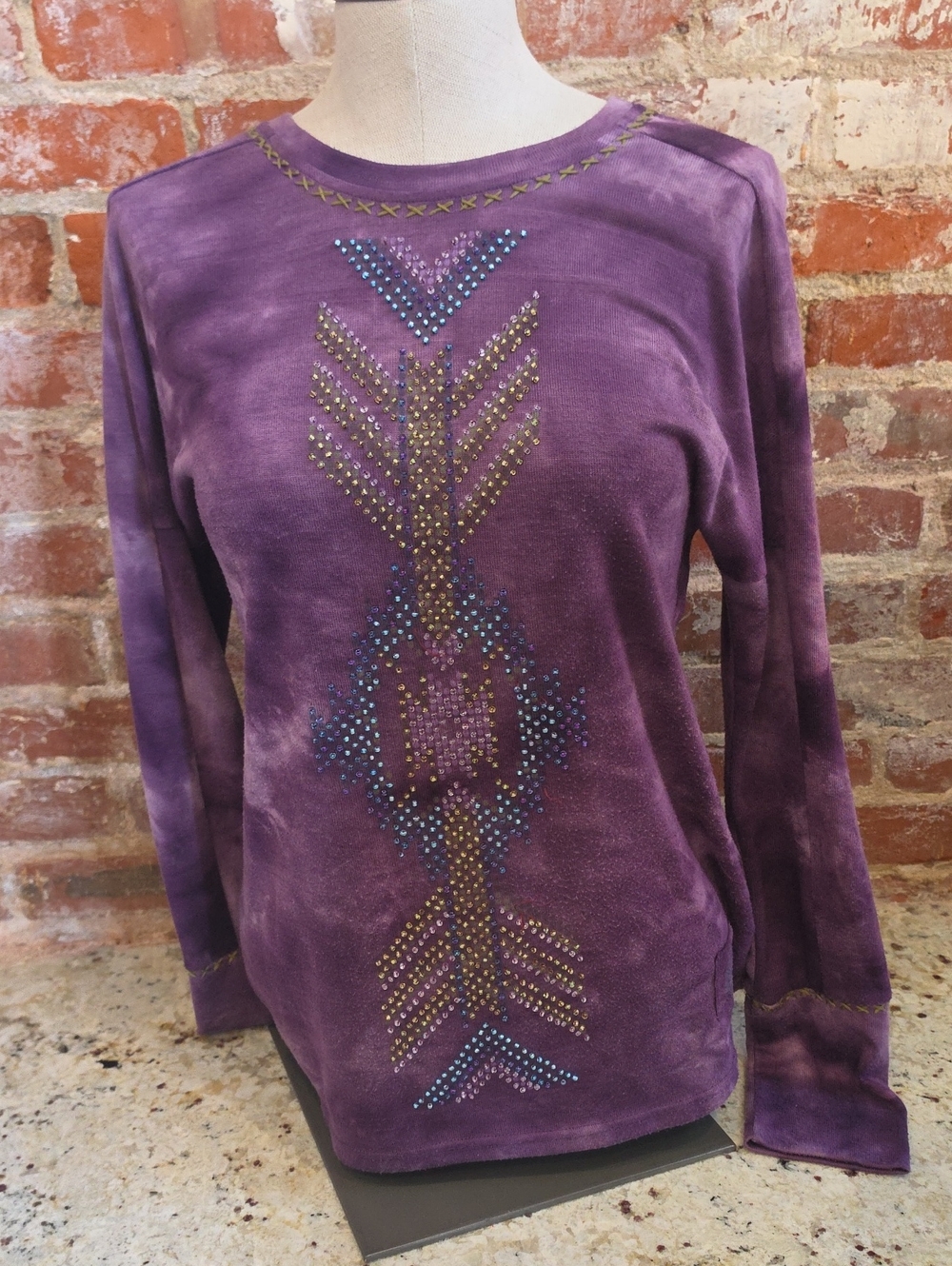 Double D Ranch Purple Embellished Long Sleeve Tee - 1825